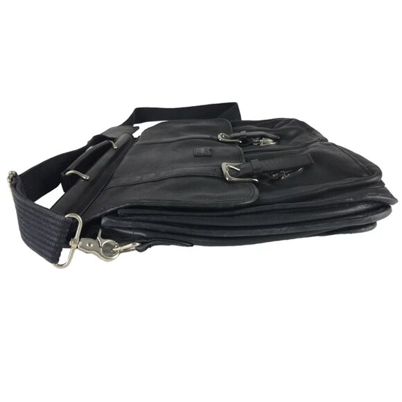 Wilsons Leather Unisex Black Pelle Studio Detachable Strap Divider Briefcase Bag - Picture 5 of 11